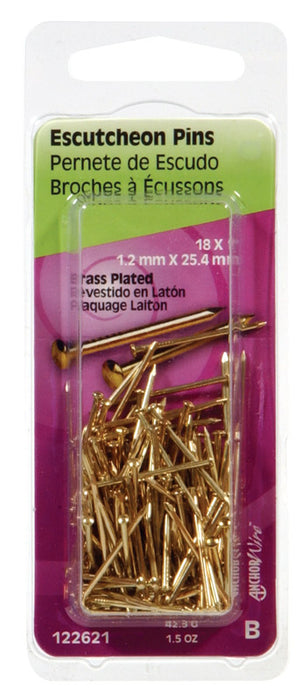 HILLMAN 18 Ga. X 1 in. L Brass-Plated Steel Escutcheon Pins 1 pk 1.5 oz