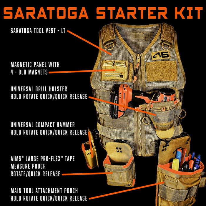 Saratoga Tool Vest® - LT Starter Kit, Standard Coyote/Orange