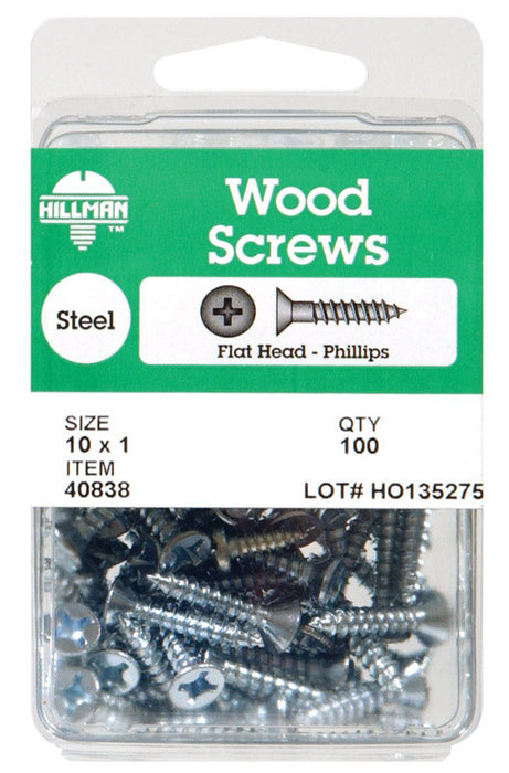 HILLMAN No. 8 X 1-1/2 in. L Phillips Zinc-Plated Coarse Wood Screws 75 pk