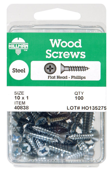 HILLMAN No. 8 X 2 in. L Phillips Zinc-Plated Coarse Wood Screws 50 pk