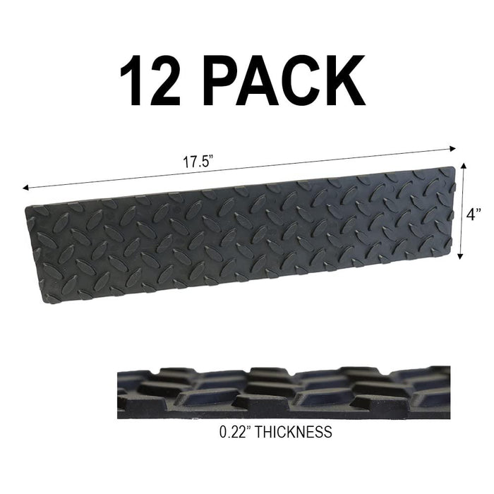 Boxer Rubber Stair Treads 12 Pack 4" x 17” - Textured Non-Slip Mats for Staircase - Heavy Duty EPDM Rubber Anti Skid Strips for Outside - Adhesive Bottom