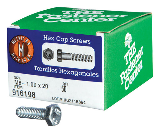 HILLMAN M6-1.00 mm D X 20 mm L Heat Treated Steel Hex Head Cap Screw 50 pk