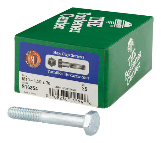 HILLMAN M10-1.50 mm D X 70 mm L Heat Treated Steel Hex Head Cap Screw 25 pk