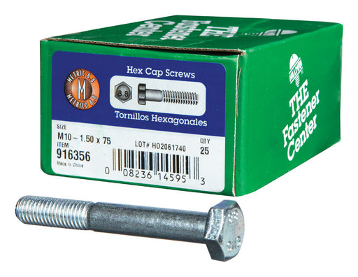 HILLMAN M10-1.50 mm D X 75 mm L Heat Treated Steel Hex Head Cap Screw 25 pk