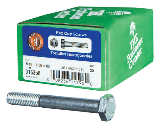 HILLMAN M10-1.50 mm D X 80 mm L Heat Treated Steel Hex Head Cap Screw 25 pk