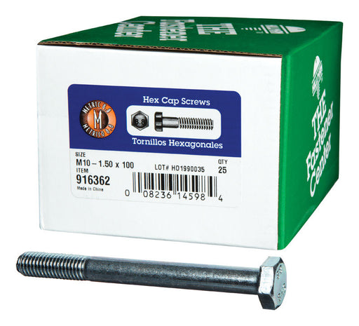 HILLMAN M10-1.50 mm D X 100 mm L Heat Treated Steel Hex Head Cap Screw 25 pk