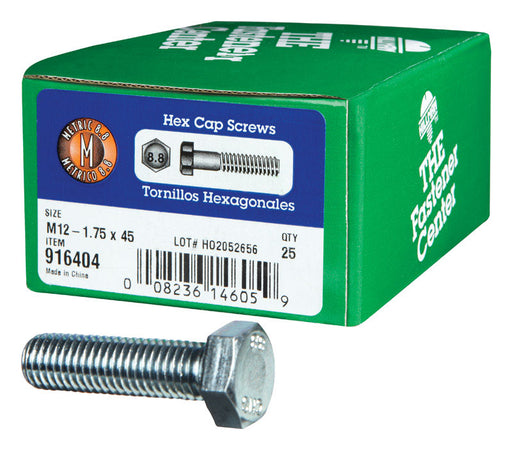 HILLMAN M12-1.75 mm D X 45 mm L Heat Treated Steel Hex Head Cap Screw 25 pk