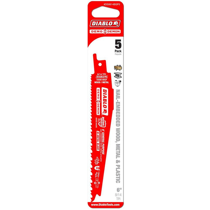 6-Inch 8/14T Reciprocating Blade, 5-Pack