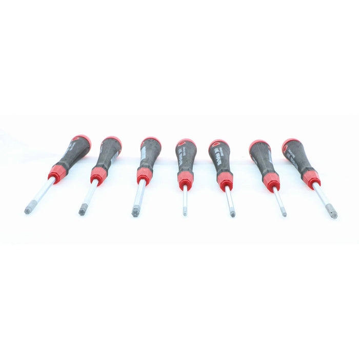 Wiha 26493 Ball End Hex Screwdriver Set with Precision Soft PicoFinish Handles, Inch, 7 Piece