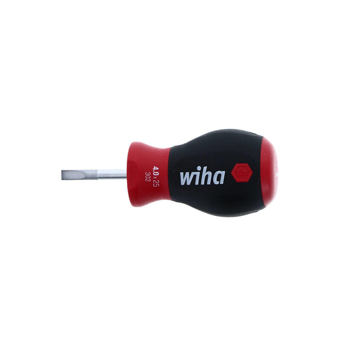 Wiha 30239 Stubby Slotted Screwdriver with SoftFinish Handle, 4.0 x 25mm