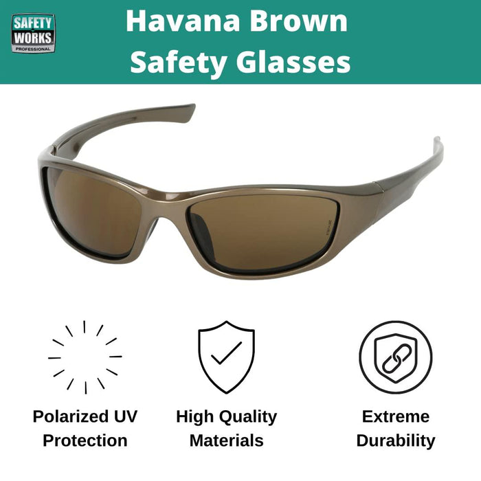 Safety Works 10105404 Safety Glasses Espresso Glare Gone Polarized , Brown