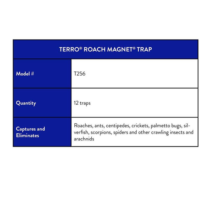 TERRO T256 Poison Free Roach Magnet Trap and killer with Exclusive Pheromone Technology - Kills Ants, Spiders, Scropions, Silverfish, Crickets, and More - 12 Traps
