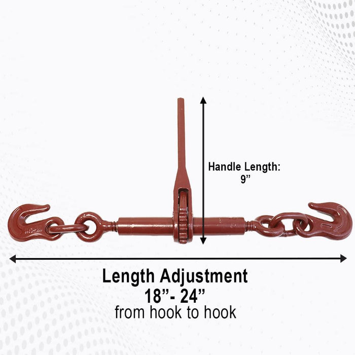 Boxer 2 Pack Heavy Duty Ratchet Chain Load Binder with Forged Grab Hooks, ¼” – 5/16” - Chain Binder Tie Down - 2,600lbs WLL