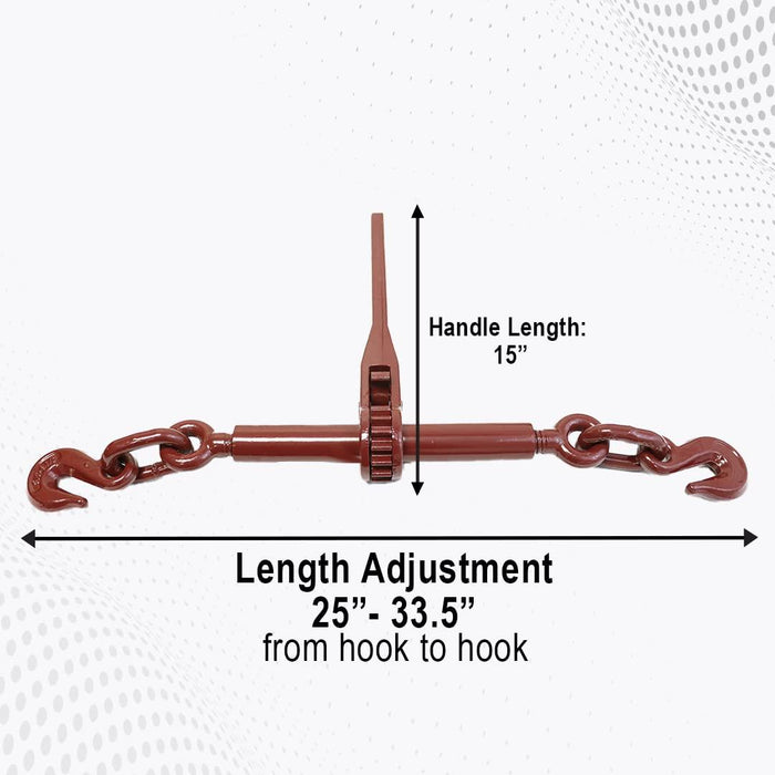 Boxer 2 Pack 5/16” – 3/8” Heavy Duty Ratchet Chain Load Binder with Forged Grab Hooks – Chain Binder Tie Down – 6,000WLL