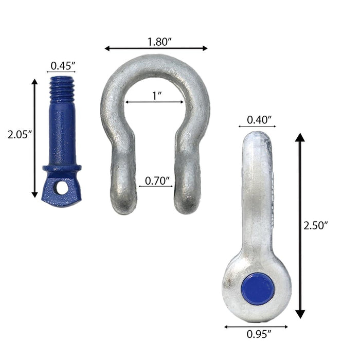 Boxer Forged Anchor Shackle 3/8” – Heavy Duty Forged Steel - Versatile & Durable – Working Load Capacity up to 1 Ton - Corrosion & Rust Resistant - Towing, Rigging, and Heavy-Duty Equipment (6 Pack)