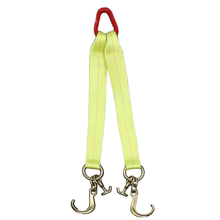 Boxer Tow Straps V Bridle 3” x 24” with Mini J Hook, T-J Hook, Reinforced Webbing, Recovery V Strap, Rollback, Car Hauler, Towing – B/S 16,200lbs