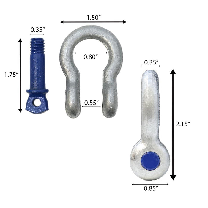 Boxer 2-Pack Forged Anchor Shackle 5/16”–Heavy Duty Forged Steel-Versatile & Durable–Working Load Capacity up to 3/4 Ton-Corrosion & Rust Resistant-Towing, Rigging, and Heavy-Duty Equipment