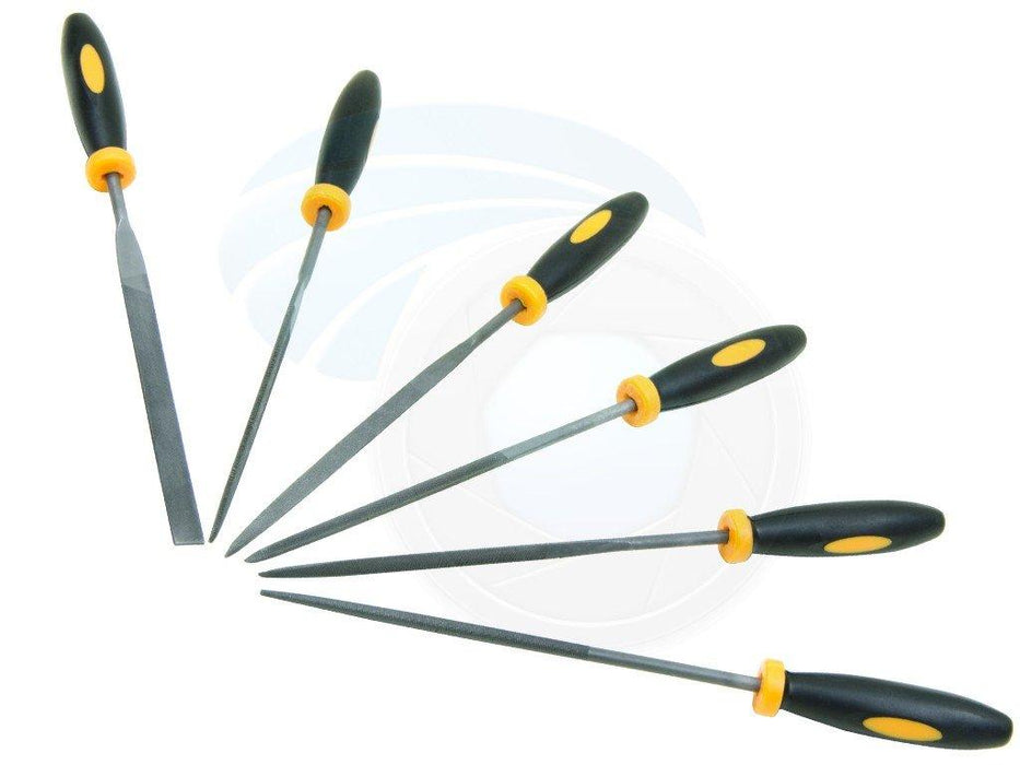 Tolsen 6-Pc 4″ Needle File Set 4″ Flat, Flat Warding, Square, Triangular, Round, Half-Round, High-Quality Alloy Steel Construction