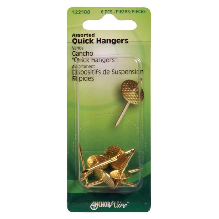HILLMAN Brass-Plated Assorted Quick Hanger 10 lb 6 pk