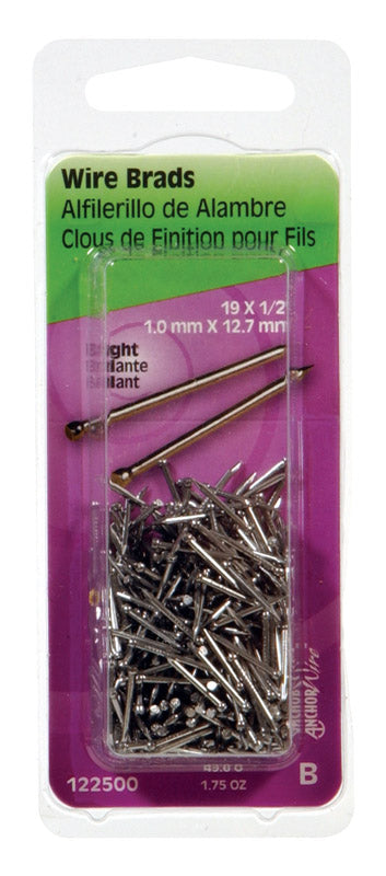 HILLMAN 19 Ga. X 1/2 in. L Bright Steel Brad Nails 1 pk 1.75 oz