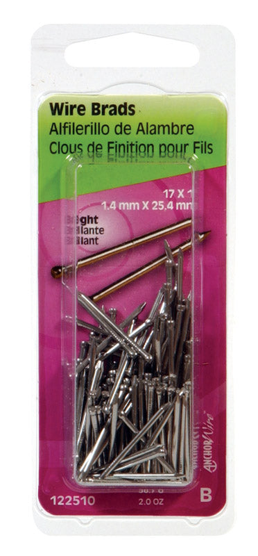 HILLMAN 17 Ga. X 1 in. L Bright Steel Brad Nails 1 pk 2 oz