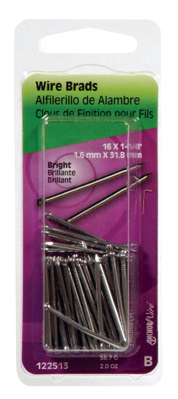 HILLMAN 16 Ga. X 1-1/4 in. L Bright Steel Brad Nails 1 pk 2 oz