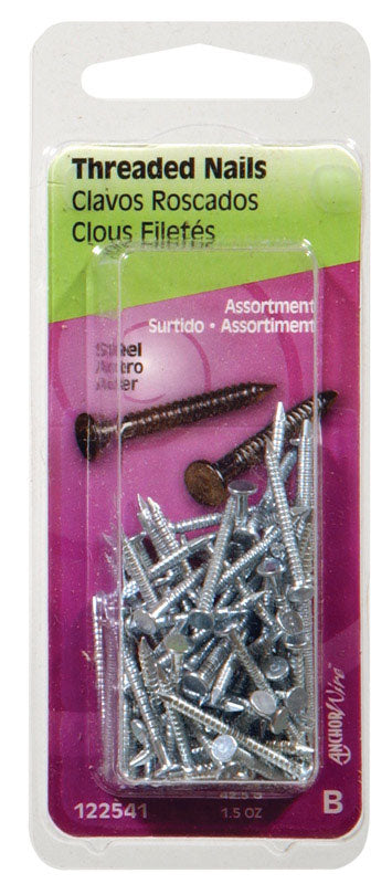 HILLMAN 1-3/4 in. Threaded Bright Steel Nail Flat Head