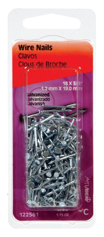 HILLMAN 3/4 in. Wire Galvanized Steel Nail Flat Head