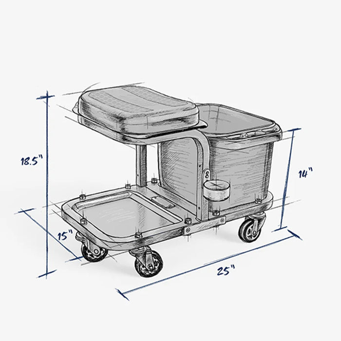 Ergonomic Car Wash Stool with Pro-Glide Casters Padded Seat Wash Bucket 350lb Capacity