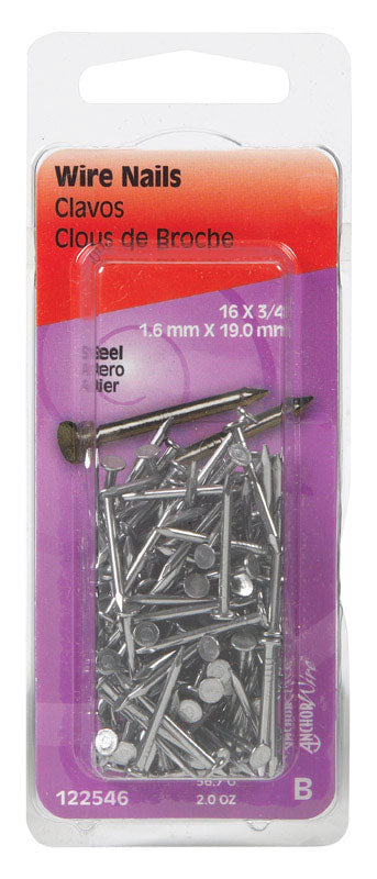 HILLMAN 3/4 in. Wire Bright Steel Nail Flat Head