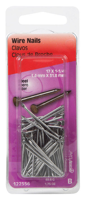 HILLMAN 1-1/4 in. Wire Bright Steel Nail Flat Head