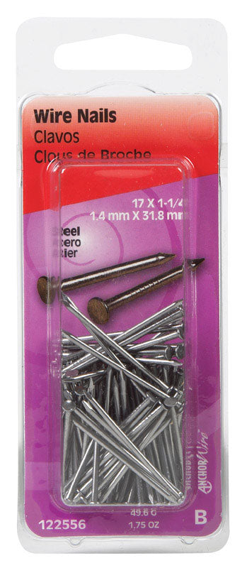 HILLMAN 1-1/4 in. Wire Bright Steel Nail Flat Head