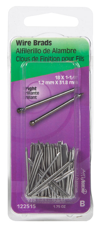 HILLMAN 18 Ga. X 1-1/4 in. L Bright Steel Brad Nails 1 pk 1.75 oz