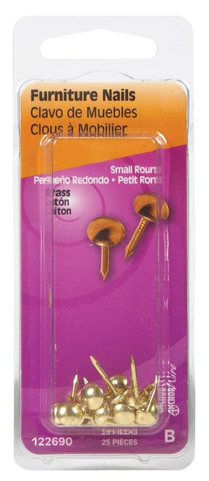 HILLMAN 7/16 in. Furniture Brass-Plated Brass Nail Round Head