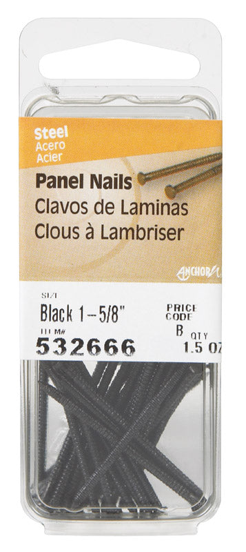 HILLMAN 1-5/8 in. Panel Black Coating Steel Nail Large Head