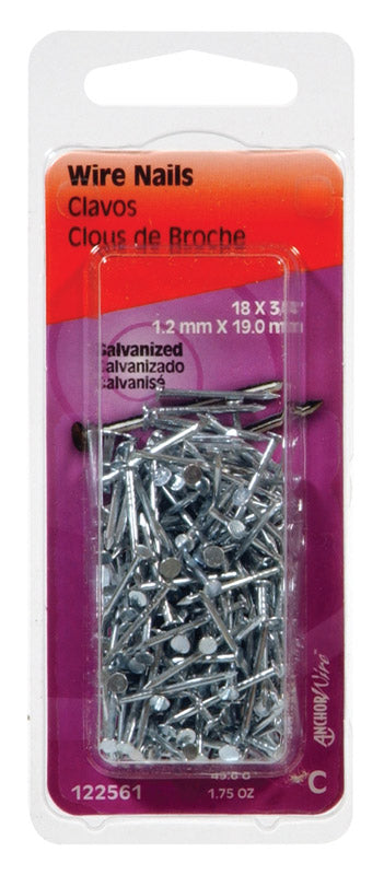 HILLMAN No. 19 1/2 in. Wire Galvanized Steel Nail Flat Head 2 oz