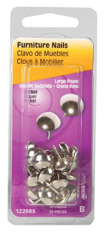 HILLMAN Large Brass-Plated Brass Furniture Nails 25 pk