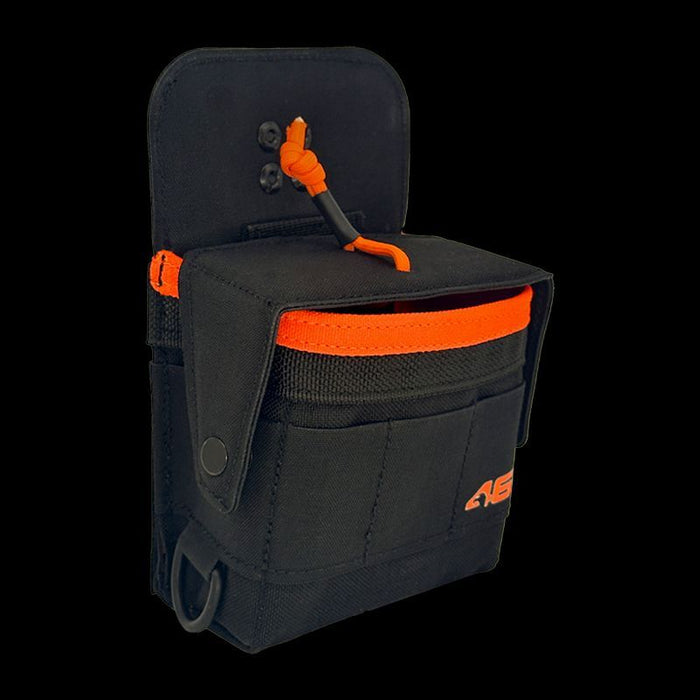 Tape Measure Pouch with Security Flap - ROTATE/QUICK RELEASE  Black/Orange