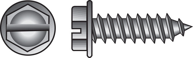HILLMAN No. 12 X 1-1/2 in. L Slotted Hex Head Sheet Metal Screws 100 pk