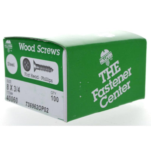 HILLMAN No. 8 Ga. X 3/4 in. L Phillips Zinc-Plated Coarse Wood Screws 100 pk