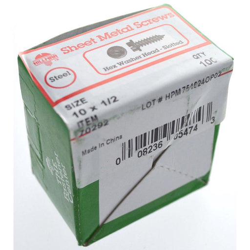 HILLMAN No. 10 Ga. X 1/2 in. L Slotted Hex Washer Head Sheet Metal Screws 100 pk