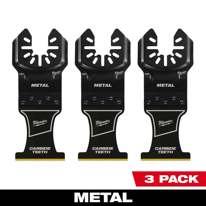 Milwaukee Universal Fit Open-Lok 3.58 in. L X 1-3/8 in. W Carbide Metal Blade Extreme Metal 3 pk 49-25-1503, main product view