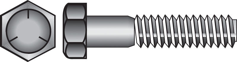 HILLMAN 1/4 in. D X 3 in. L Heat Treated Zinc Steel Hex Head Cap Screw 100 pk
