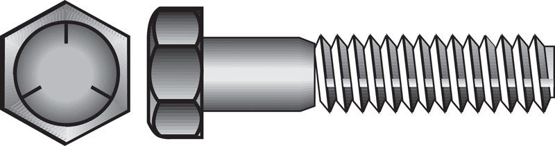 HILLMAN 7/16 in. D X 3-1/2 in. L Heat Treated Zinc Steel Hex Head Cap Screw 25 pk