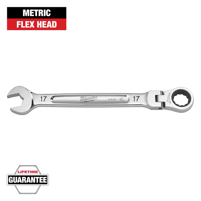 Milwaukee 17 mm X 17 mm 12 Point Metric Flex Head Combination Wrench 9.19 in. L 1 pc 45-96-9617, main product view