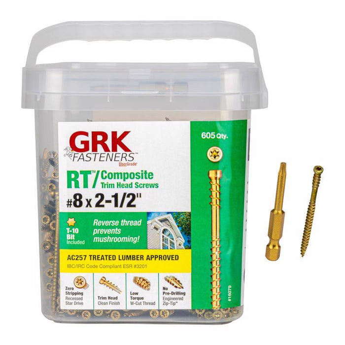 GRK Fasteners RT Composite No. 8 X 2-1/2 in. L Star Coated Reverse Screws 605 pk