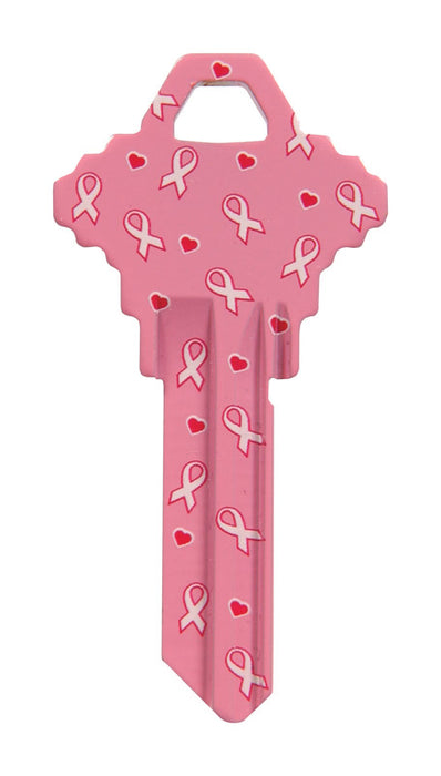 HILLMAN Breast Cancer Awareness Pink Breast Cancer Ribbon House/Office Universal Key Blank SC1 Singl