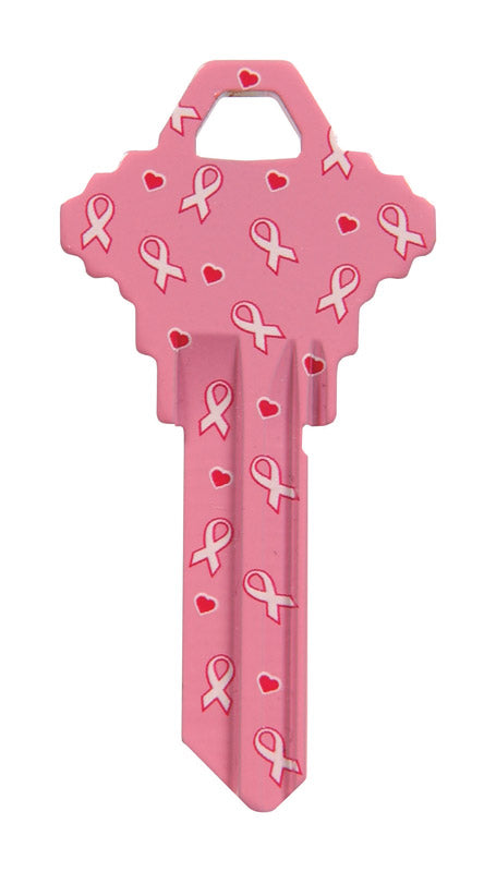 HILLMAN Breast Cancer Awareness Pink Breast Cancer Ribbon House/Office Universal Key Blank SC1 Singl