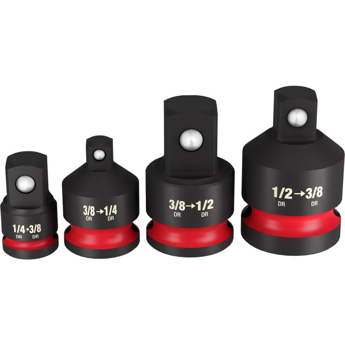 Milwaukee Shockwave 1/4, 3/8 and 1/2 in. drive X 3/8 in. SAE Adapter Socket Adapter Set 4 pc 49-66-6742, main product view