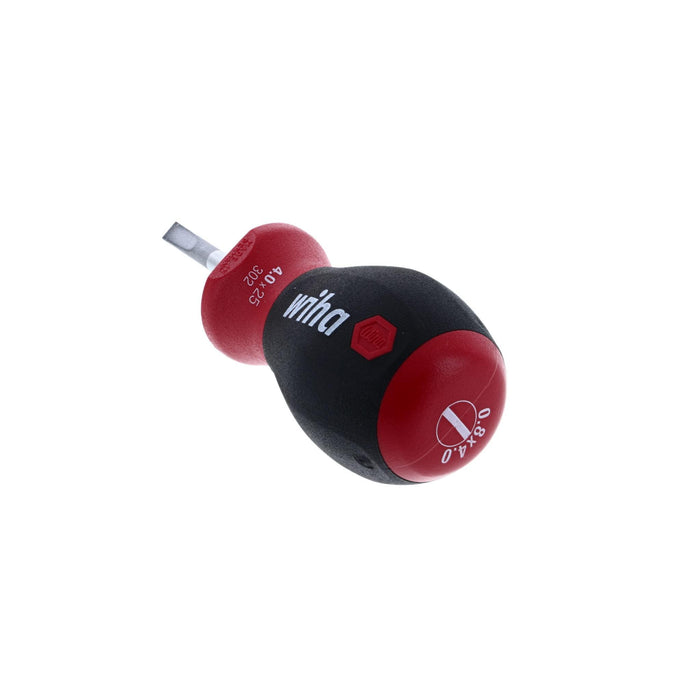 Wiha 30239 Stubby Slotted Screwdriver with SoftFinish Handle, 4.0 x 25mm